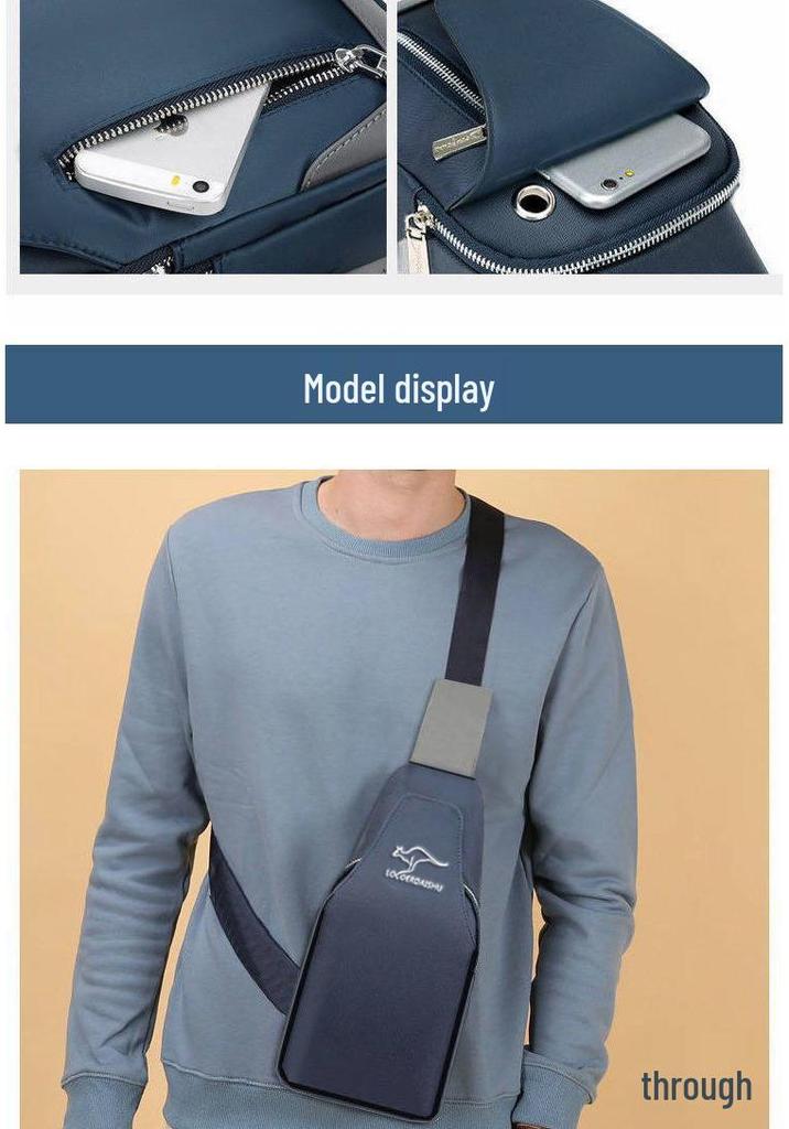 Men's Waterproof Oxford Cloth Crossbody Chest Bag - Korean Style, Trendy, Wear-Resistant, Single Shoulder Bag