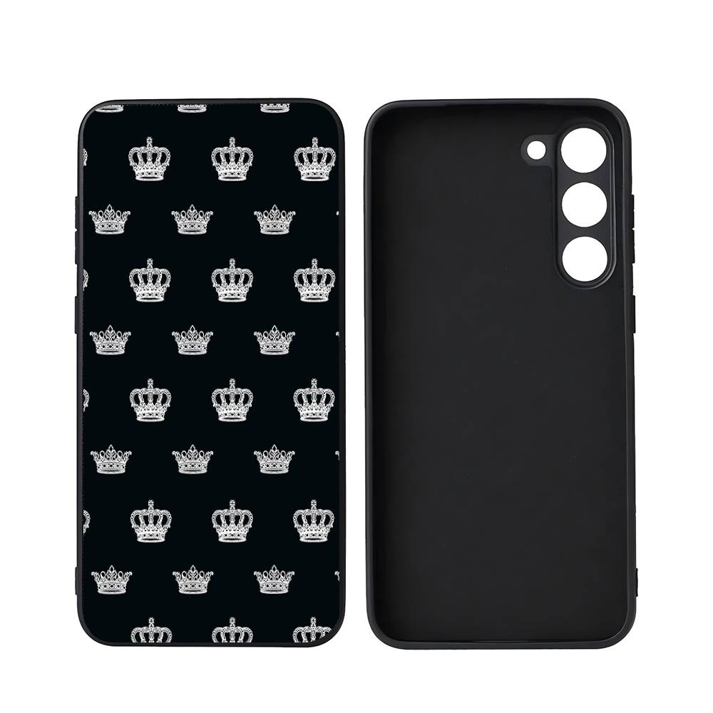 Crown For Samsung Galaxy S25 S24 S23 Ultra S22 S21 Plus S20 Black Soft Silicone Protective Case