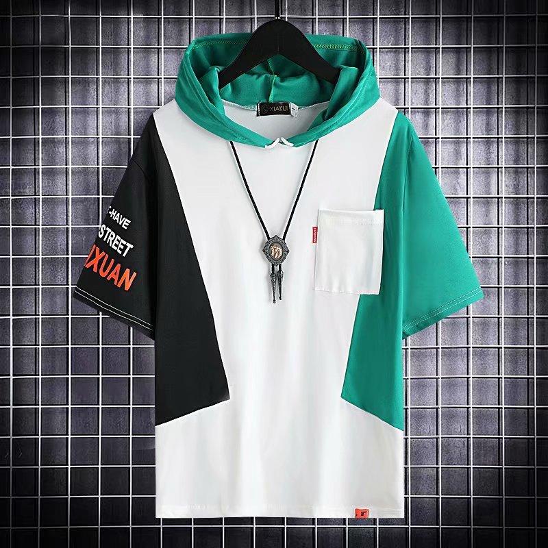 Men's Trendy Hooded Summer T-Shirt - Loose Fit Short-Sleeved