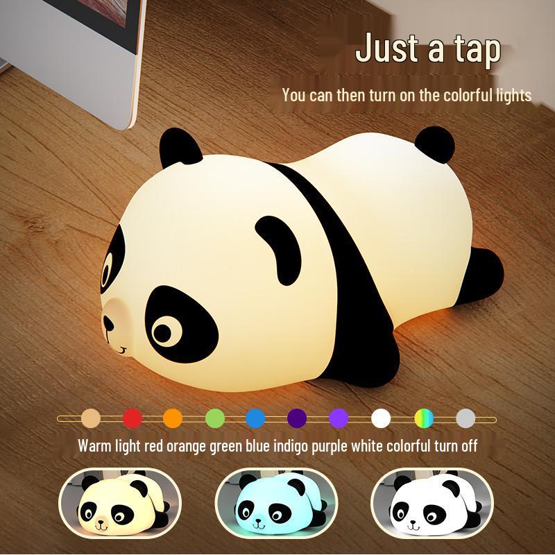 Panda Bear Silicone Night Light: Tap to Dim, Creative Bedside Lamp for a Cozy Atmosphere