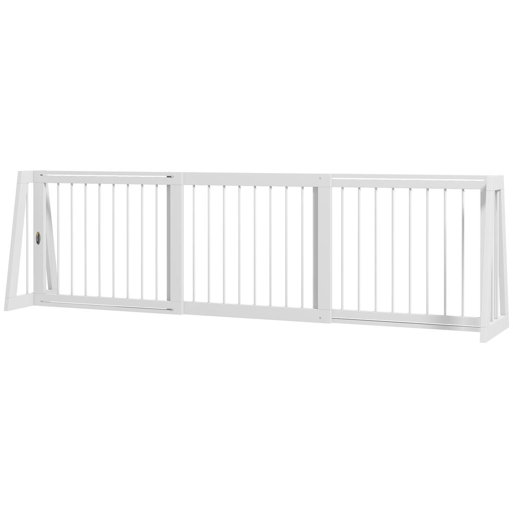 Dog Gate, Non-Slip, Freestanding, Extendable, Wood Frame, 71-190x38.5x56cm, White