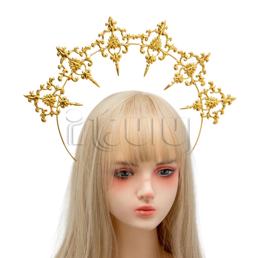 Handmade Halo Crown Headpiece Lolita Goddess KC Gothic Angel Headband Halloween Christmas Party Headdress Hair Accessories