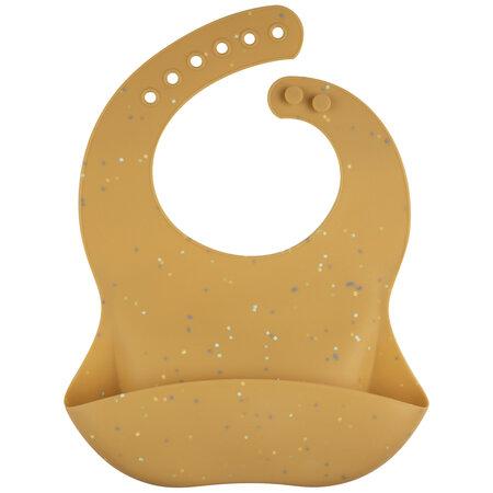 CANPOL 51/029 Silicone bib with pocket DOTS yellow
