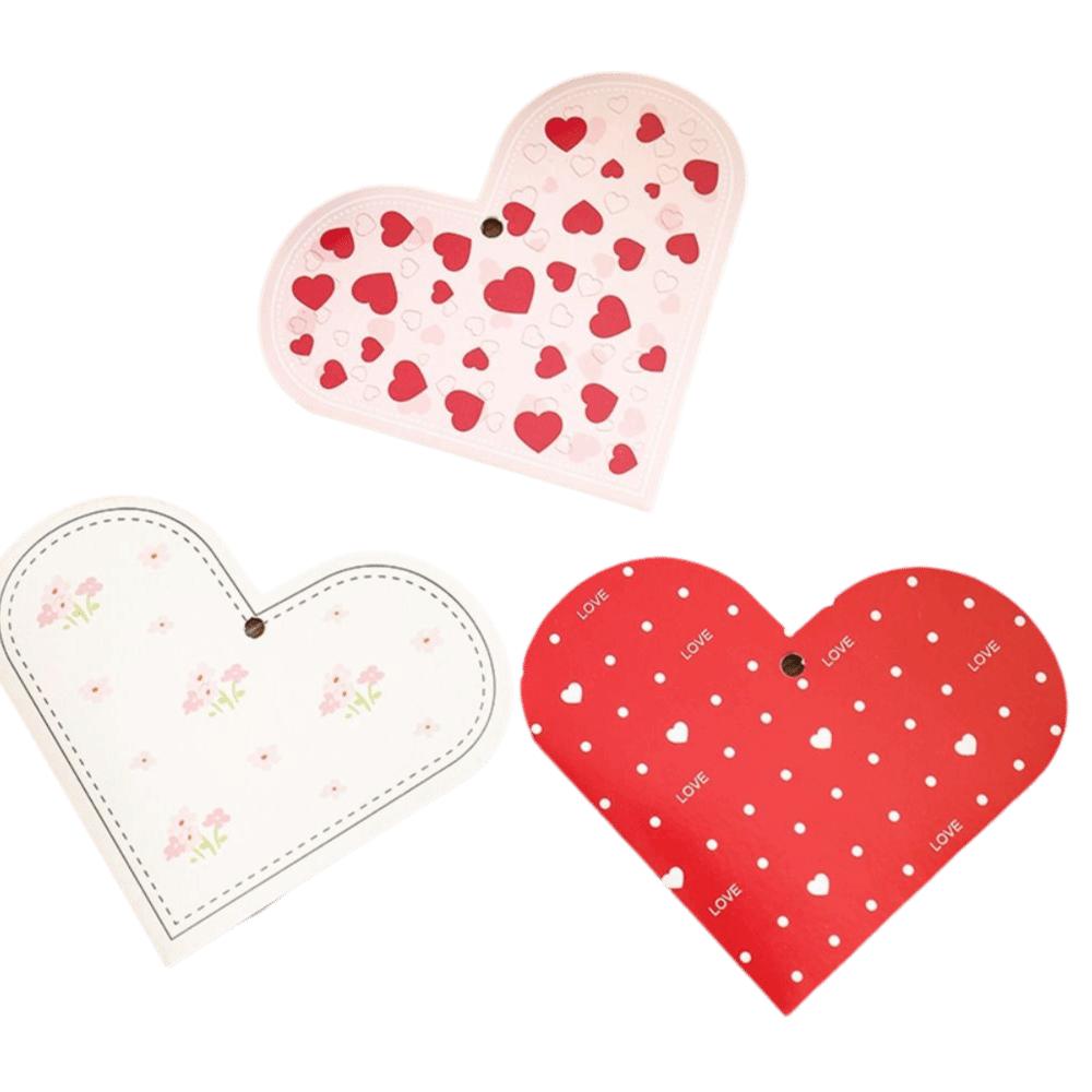 20Pcs New Heart-shaped Greeting Cards Handwritten Blank Alien Love Card Foldable with Holes Message Cards Valentine's Day