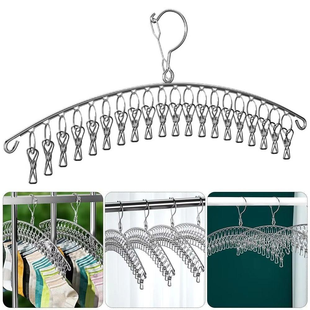 Space Saving Stainless Steel Hanger Strong Support Laundry Airer Hanger  Clothing Rack
