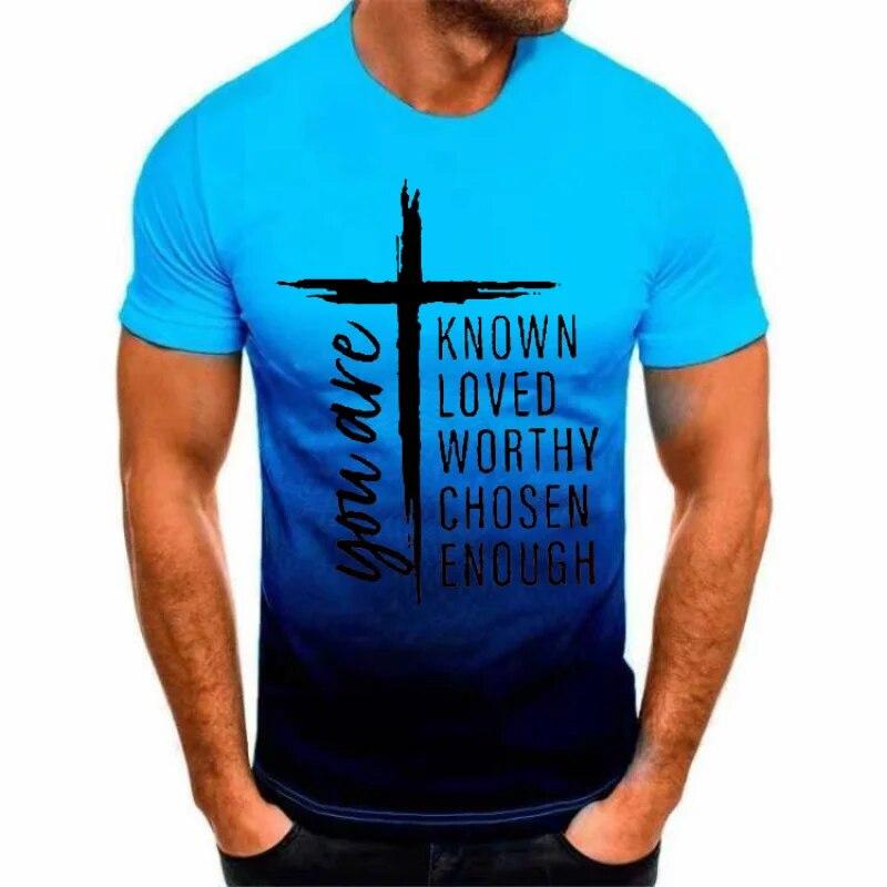 

Новая летняя мужская футболка с градиентным 3D принтом, крестом, английским элементом, повседневная рубашка с коротким рукавом, уличная мода, большие мужские футболки 6XL S серый