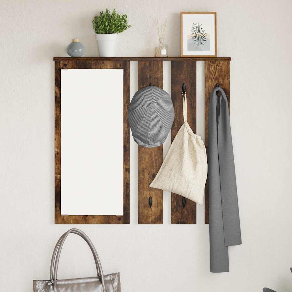 Wall Mounted Coat Rack Smoked Oak Finish 84 x 10 x 80 cm