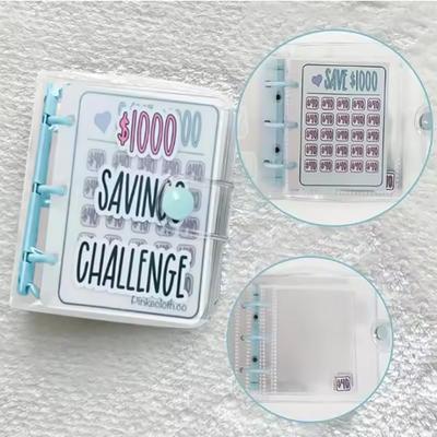Creative $1,000 Savings Challenge Binder with Envelope Durable Glossy PVC, Christmas Gift Money Saving Challenge