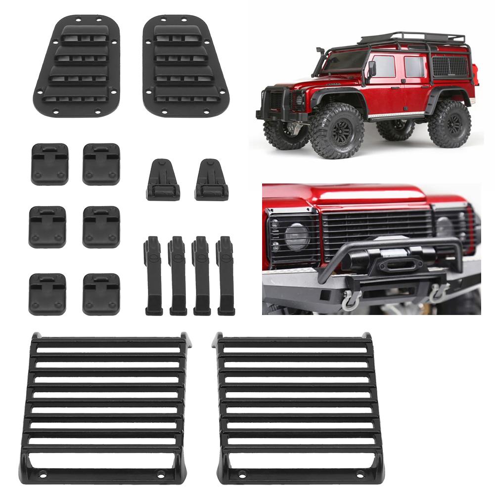 Front Lamp Guard Intake Grille Door Engine Cover Hinge Decor Fit for Traxxas TRX4 Defender 1 10 RC Crawler Car