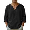 Men's Casual And Fashionable Loose V-neck Long Sleeved Shirt Top