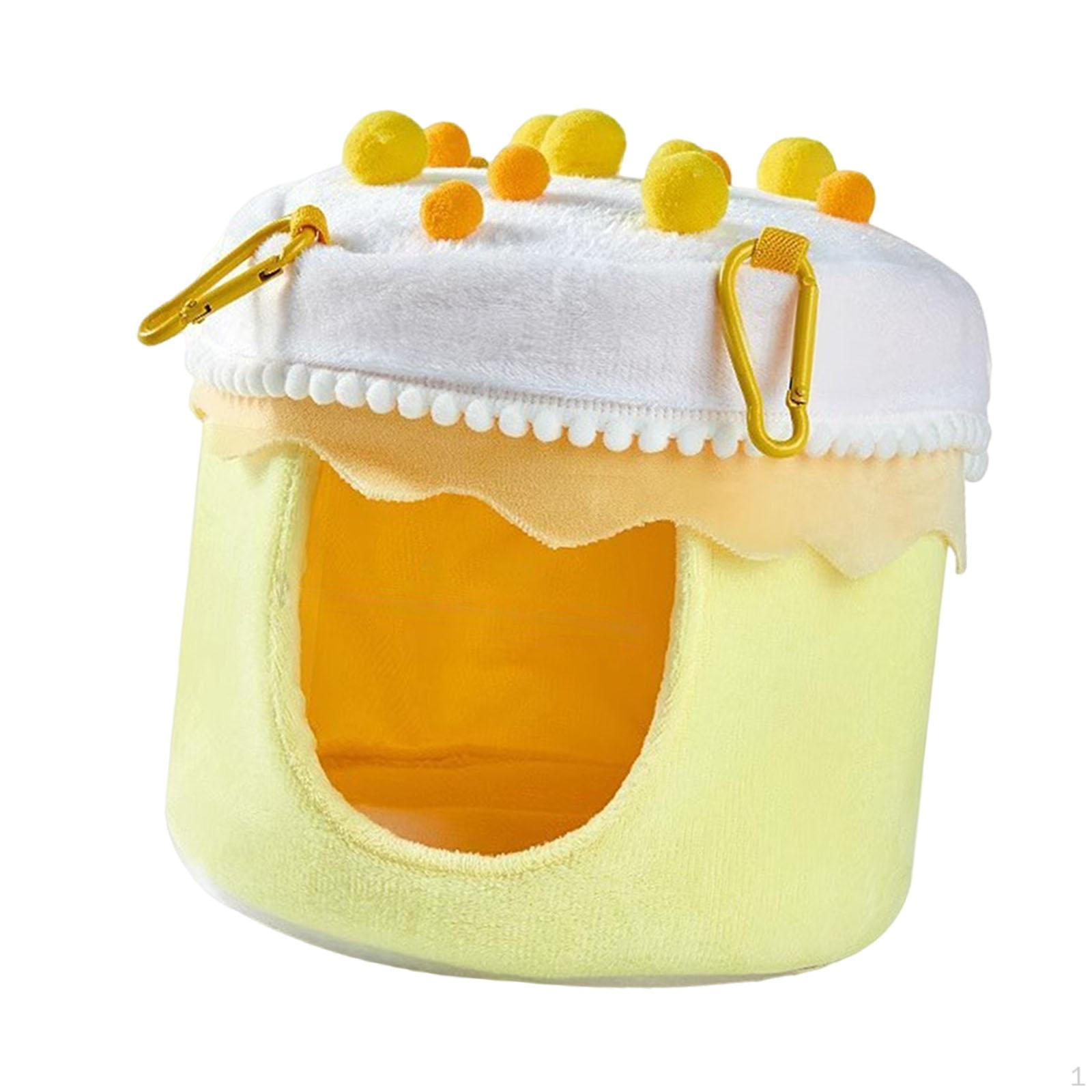 

Parrot Nest Bed Parakeets Easy to Hang Comfortable Spacious Soft Fleece Hammock Warmer Hut Yellow and White