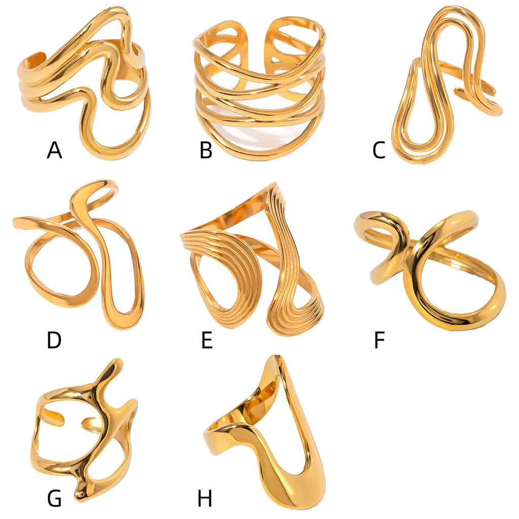 Stylish Creative Metal Open Ring Fashionable Geometric Shapes Finger Ring Waterproof Jewelry for Parties and Festivals