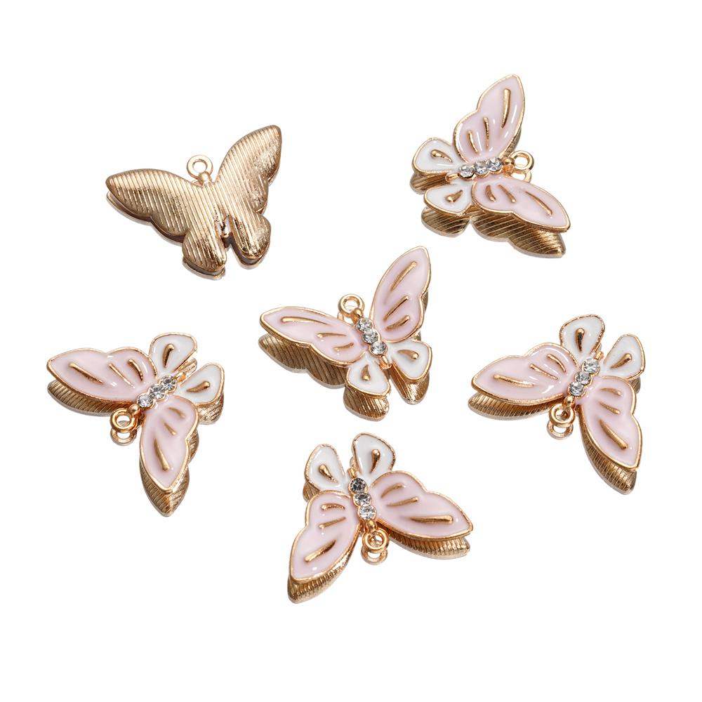 4Pcs/Lot 4 Styles Alloy Metal Drop Oil Butterfly Charms Animal Pendant For DIY Bracelet Necklace Jewelry Making Accessories