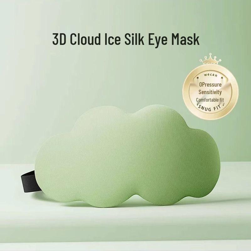 Maska na oczy 3D z jedwabiu lodowego i pianki memory - Wygodna, oddychająca, wolno powracająca do kształtu, pomoc w zasypianiu
