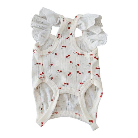 

Летняя дышащая футболка для собак и кошек с принтом вишни, кружевной оборкой и D-образным кольцом, с коротким рукавом, для маленьких и средних животных M Cherry