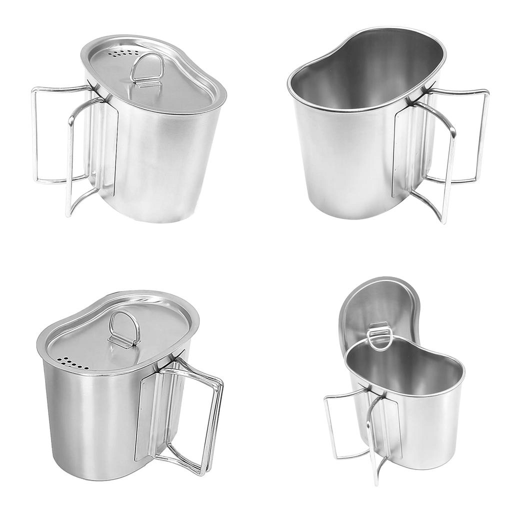 Camping Cup with Lid & Folding Handle 700ml Outdoor Cup Water Coffee Mug Light weight Portable Cookware for Camping