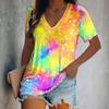 Women's T-Shirt Tie-Dye Water Drop 3d Pattern Printing Fashion Casual Oversized V-Neck Short-Sleeved Summer Women's Clothing