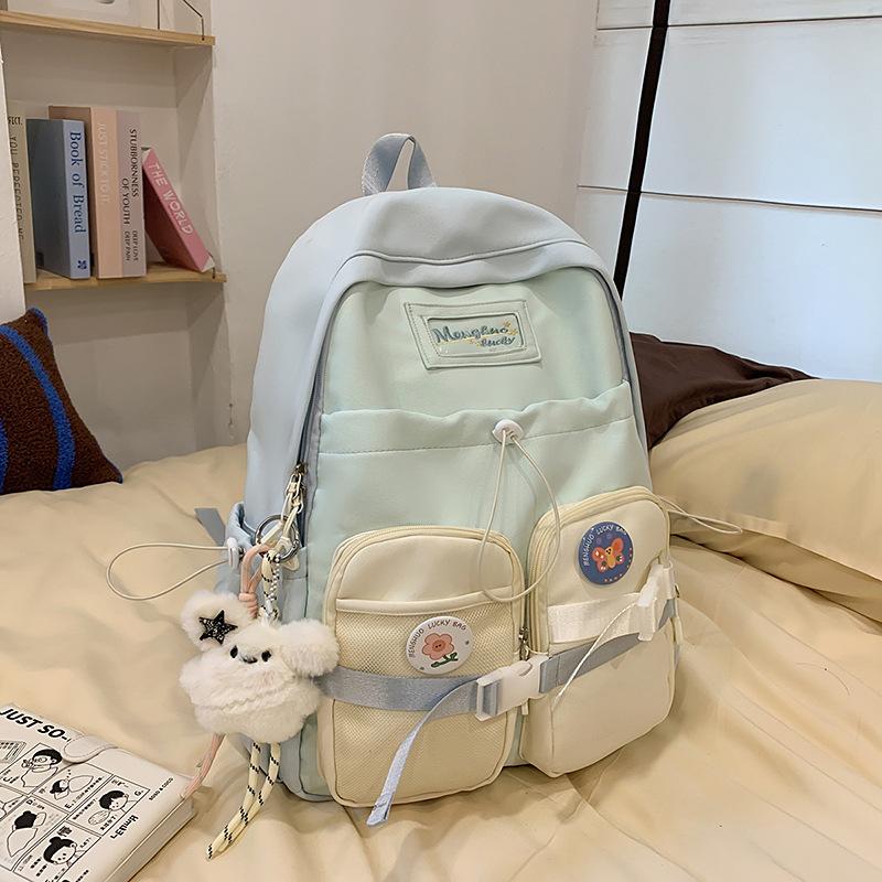 Großer Rucksack Damen 2025 Neu Hochwertig Mode Kontrastfarbe Mittelschüler Schultasche Studentin Reiserucksack