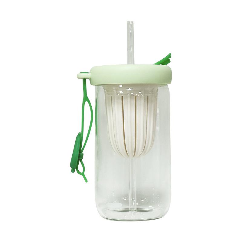 High Temperature Resistant and Anti Drop Plastic Cup for Tea Separation, Student Straw Cup, Portable Handle Water Cup