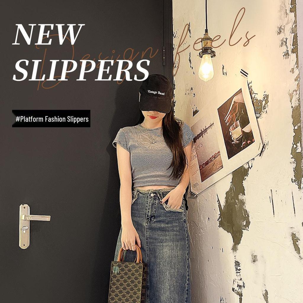 Women's 8cm Height-Boosting EVA Slippers, Thick-Sole for Indoor/Outdoor, Breathable Summer Bathroom Use