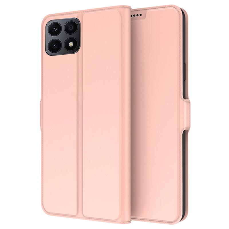 

For Honor X8a 4G Anti-Scratch Cover Card Slot PU Leather Stand Cell Phone Case Rose Gold