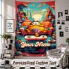 Wall Hanging Tapestry With Custom Name & Text, Garfield Decorative Tapestry For Bedroom