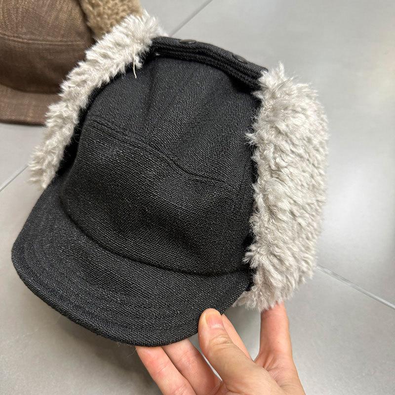 Cotton and linen thickened plush ear protection Lei Feng hat Unisex winter outdoor cold-proof skiing cycling warm flying hat