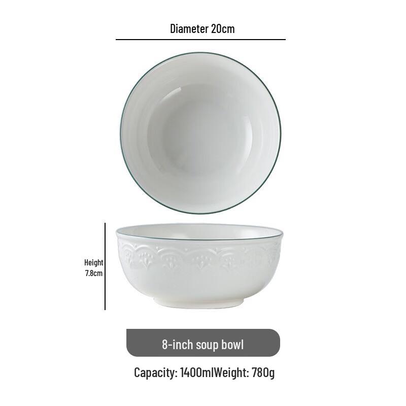 Nordic Style 11-inch Floral Ceramic Serving Bowl