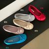 Fashion Fashion Silk Women Ballet Flats Shoes Luxury Designer Shallow Female Round Toe Butterfly-Knot Ladies Slides Shoes
