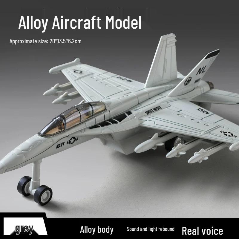 Meileqi Alloy Fighter Jet Toy with Pull-back, Sound & Light - F14, F15, F18, F22 Models