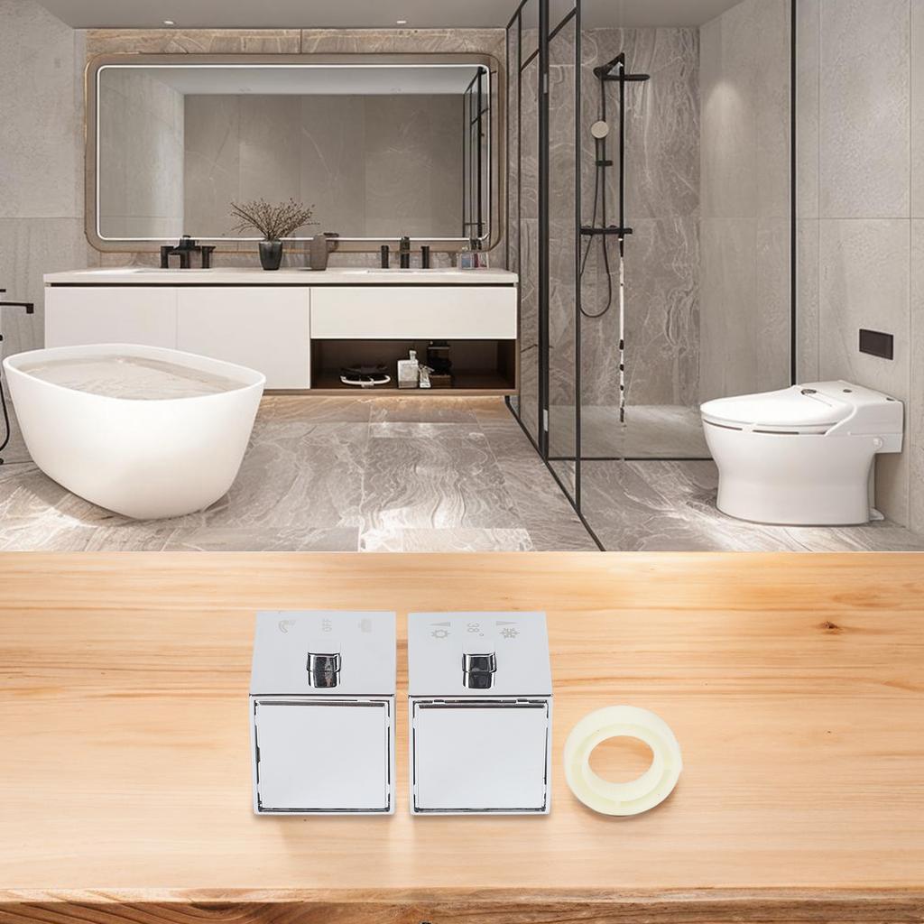 Square Shower Temperature Control Handle Knobs Pair with Chrome Finish for SMA Thermostatic Mixer Suitable for Shower Valves