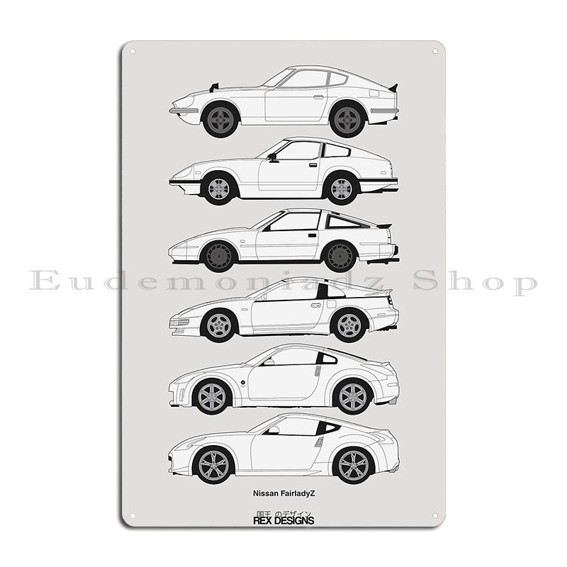 Datsun 240Z - Red GTR - V2 Specs Skyline GT-R (R33) Metal Plaque Kitchen Vintage Rusty Club Create Tin Sign Poster