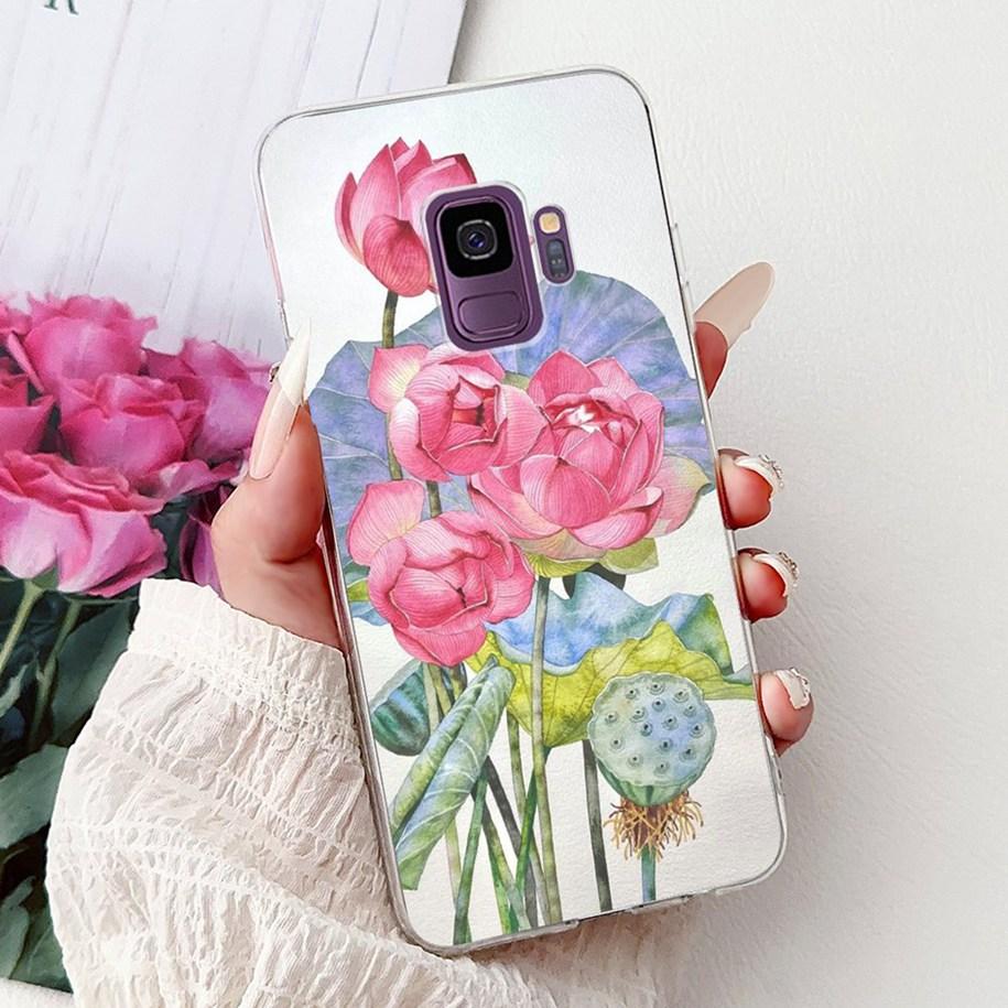 For Samsung Galaxy S9 Case SM-G960F Cover Fashion Flower Soft Slim Back Cover For Samsung S9 Plus S 9 GalaxyS9 S9+ SM-G965F Capa