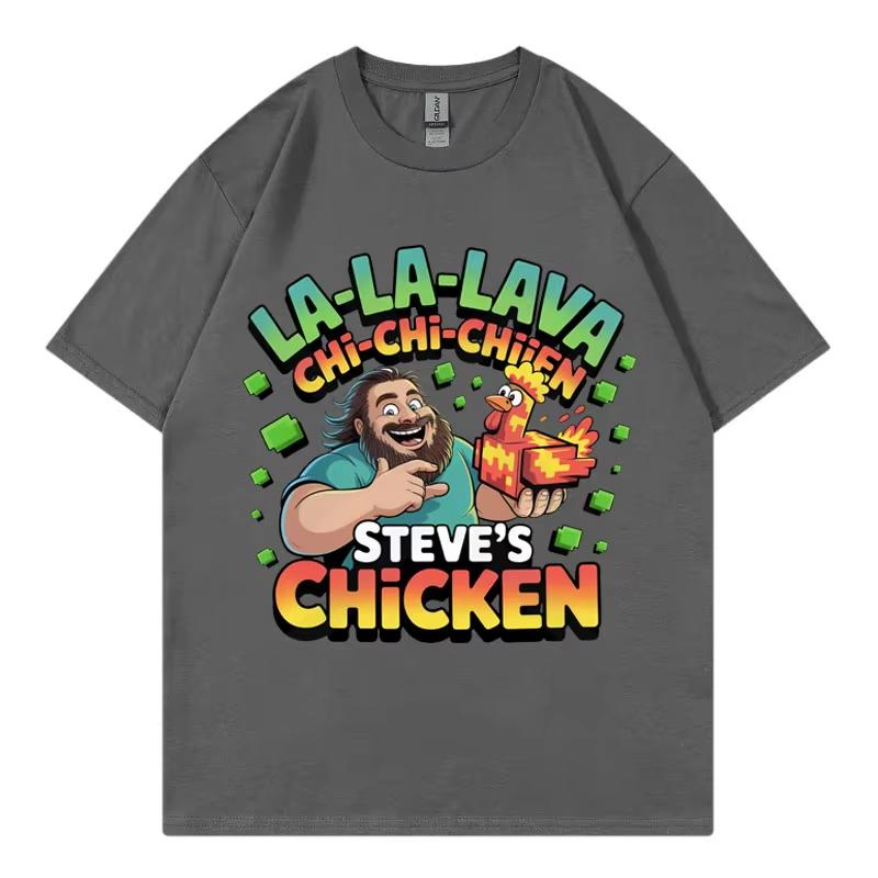 Steve's Lava Chicken Graphic T Shirts Men Women Casual Loose Short Sleeve T-shirt Harajuku Cartoon Oversized T-shirts Streetwear
