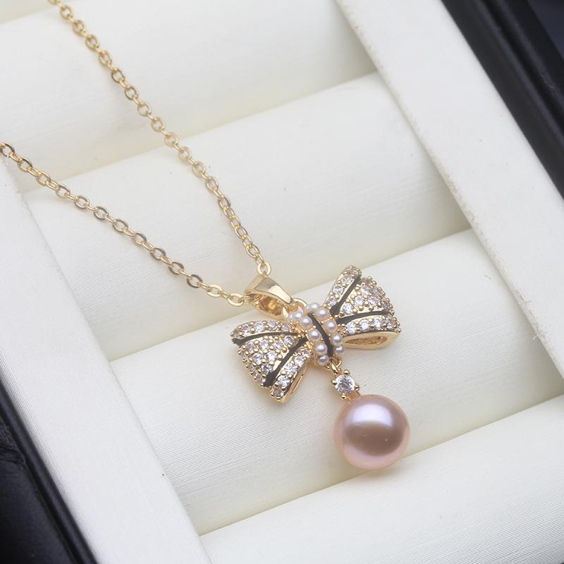 Wedding Natural Fresh Water Pearl Pendant Woman,White Cultured 925 Silver Pearl Pendant Jewelry Wife Mother Birthday Gift Pink