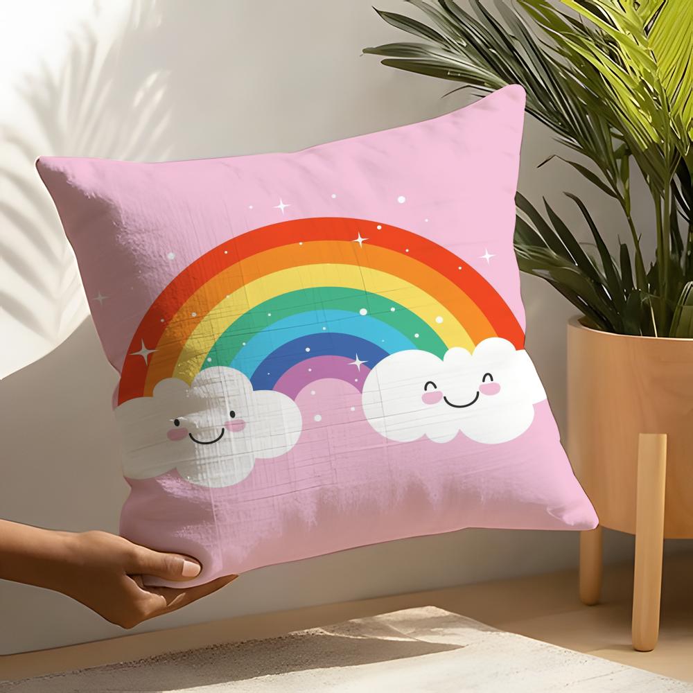 Rainbow Pillow Case Linen Cushion Covers For Decorative Sofa Home Pillows Case Car Chair Pillows Cases