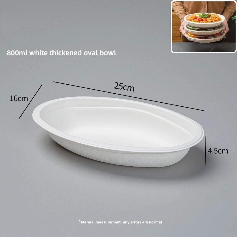 50pcs Disposable Paper Plate Bowl with Lid Eco-Friendly Disposable Tableware Sustainable Leak Proof Disposable Lunch Box