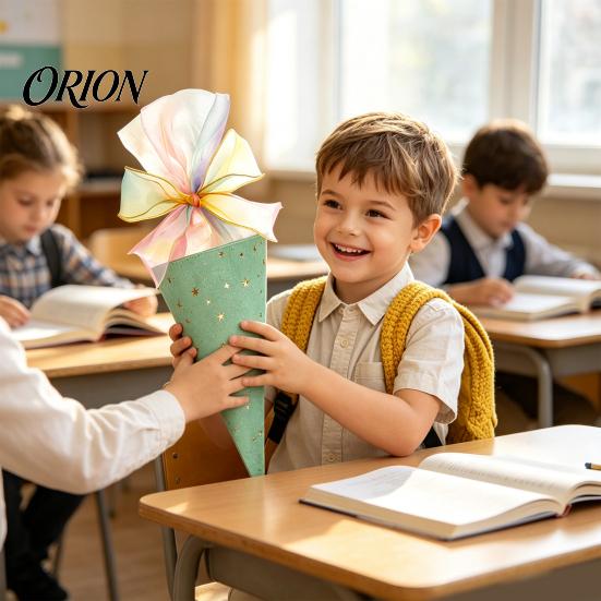 Personalized Candy Tube Ice Cream Cone Shaped Treat Bag for Kids, Triangle Fabric Holder Educational Encouragement Gift with Ribbon Bow Holiday,