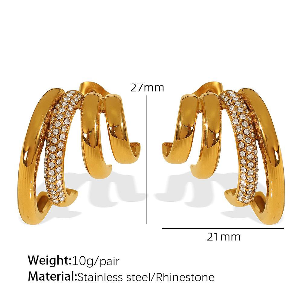 Irregular metal earrings with diamond design Unique earrings Earrings Cold wind