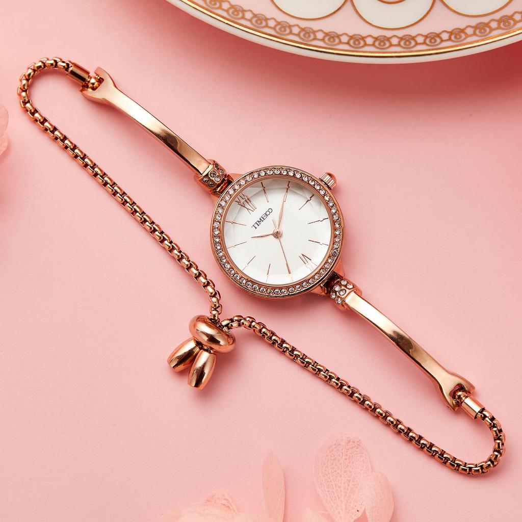 Time100 Damen Mode Armbanduhr mit polyedrischem Kristall, verstellbares Armband, japanisches Quarzwerk, 30M Wasserdichtigkeit (Weiß)