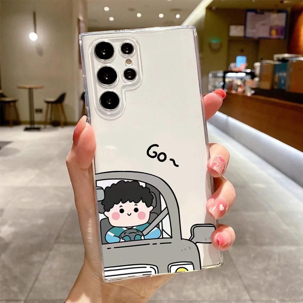 

Funny Cartoon Dog Clear Phone Case for Samsung Galaxy S23 S22 S21 S20 Ultra Plus FE 5G Silicone Soft Couple Fundas Skin SamsungS22 Ultra
