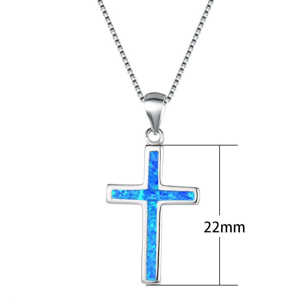 Blue Cross Necklace Womens Versatile Pendant Necklace