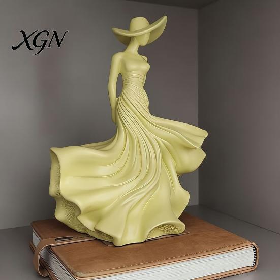 Modern Desk Accessories Woman Statue, Resin Art Sculpture for Living Room Mantel Shelf Decor, Female Housewarming Gifts New Home Figurine, Wide