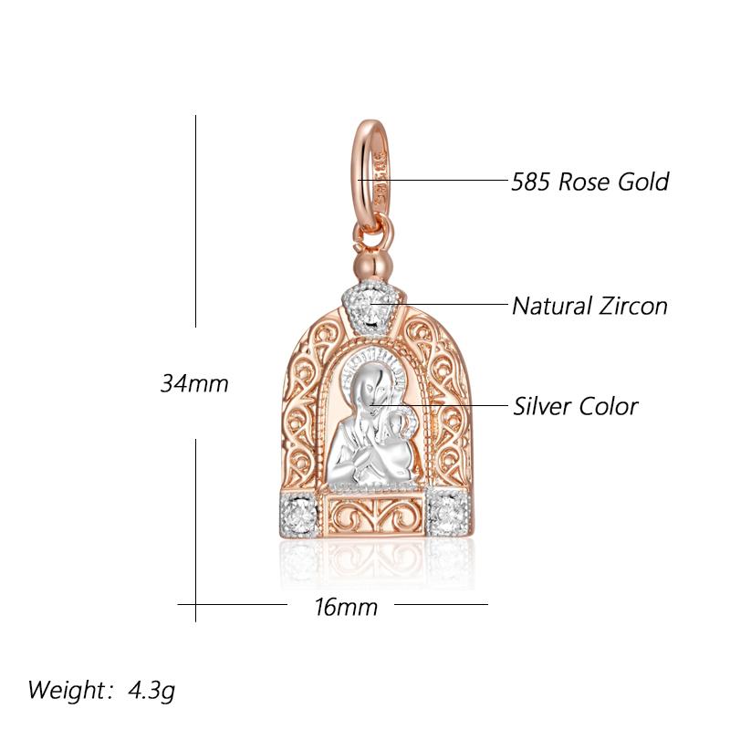 Luxury Virgin Mary Pendant Necklace For Women Men  Rose Gold Color Natural Zircon Jesus Charm Daily Fine Jewelry Gifts