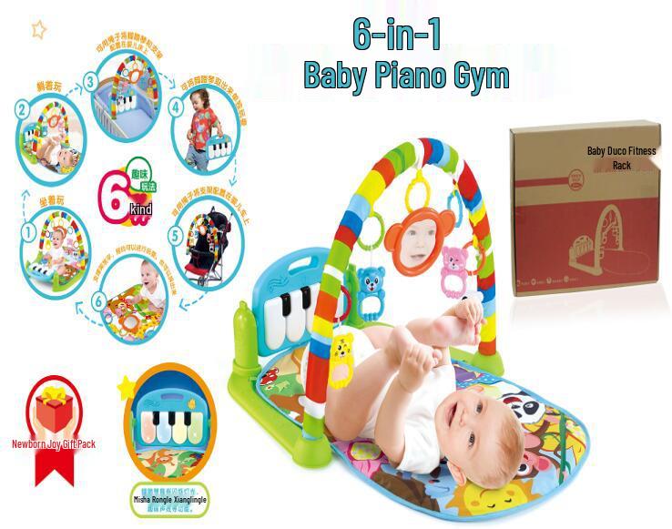 Infant Musical Play Mat & Piano Gym with Rattle Toys (0-18 Months)