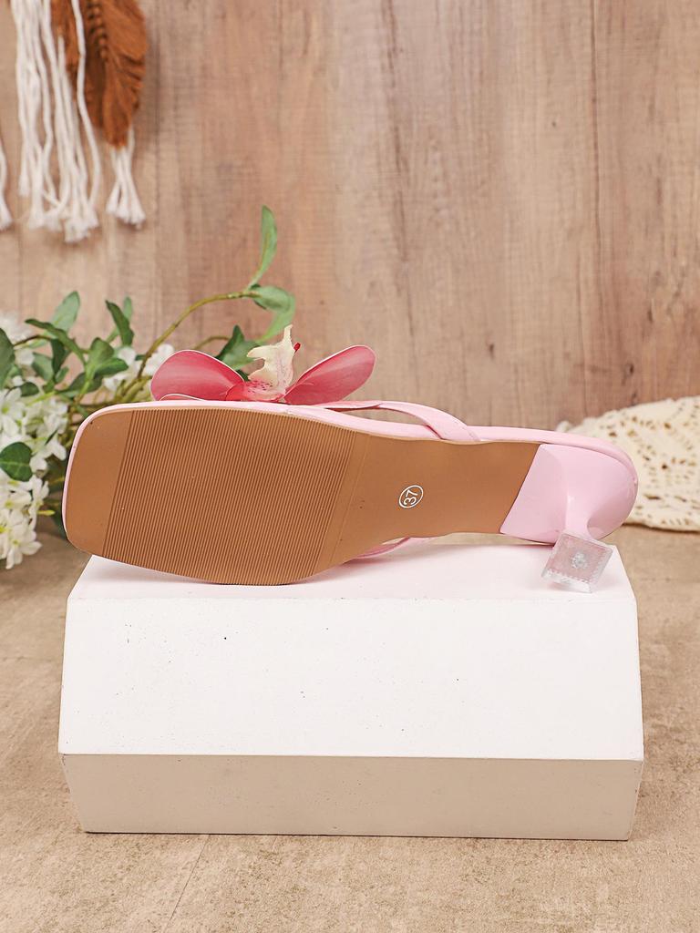 Women's Floral High-Heeled Sandals, 2025 Summer New Arrival, Niche Design, Square Toe, Thin Heel, Flip-Flop Style.