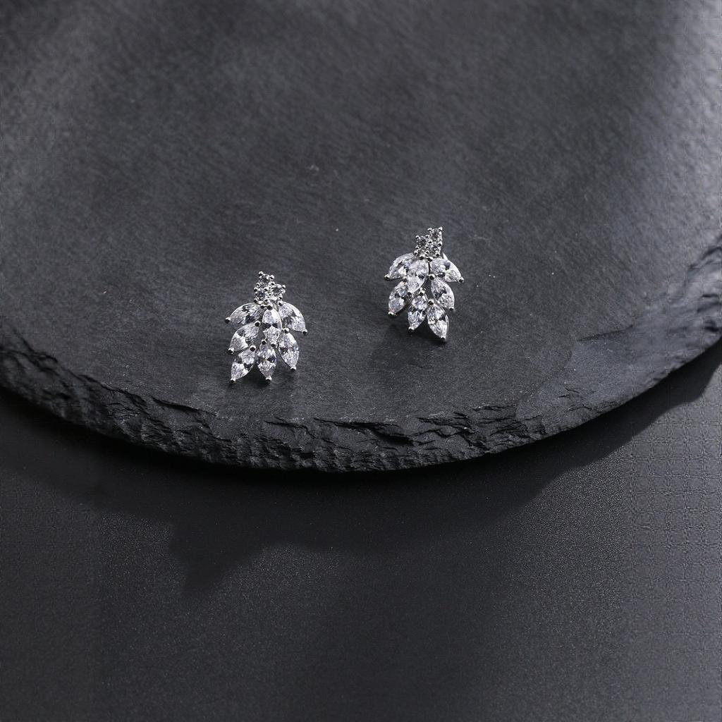 Elegant Temperament Women's Stud Earrings Copper Inlaid Zircon Bridal Earrings Wedding Photography Earrings Cross-border Trade Hot-selling Earrings