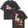Oversized Washed Black Short-Sleeve T-Shirt Featuring My Hero Academia Shota Aizawa Eraser Head Dual-Sided Graphic Print For Anime Fans