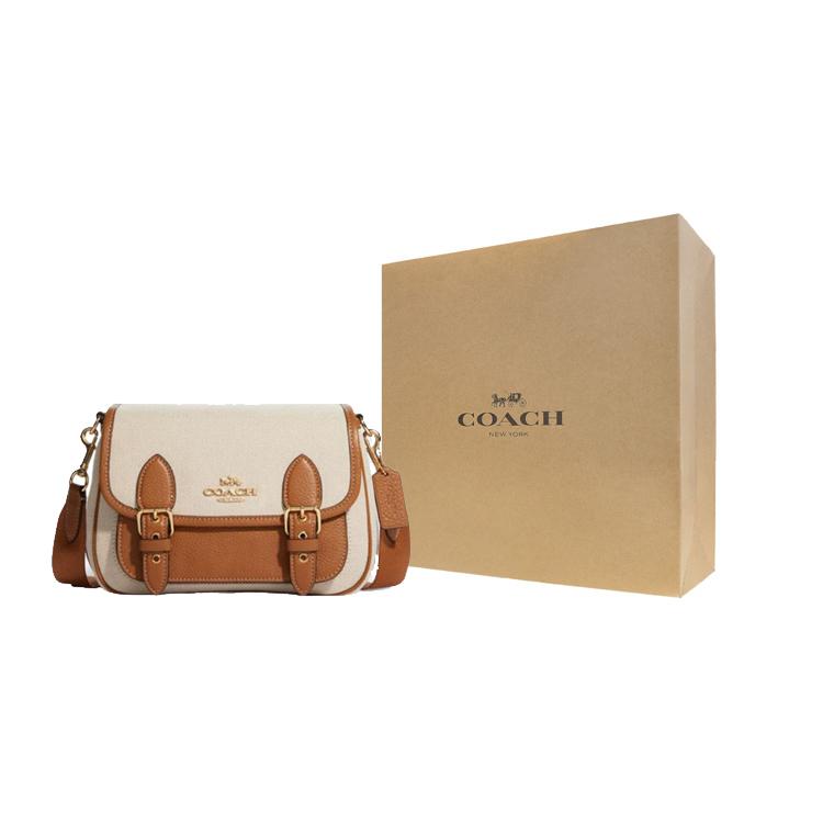 Ny COACH Lucy Stoff med Kuskinn Skulderveske Crossbody-veske Liten Størrelse Dame Beige & Brun CA622-IMNAM