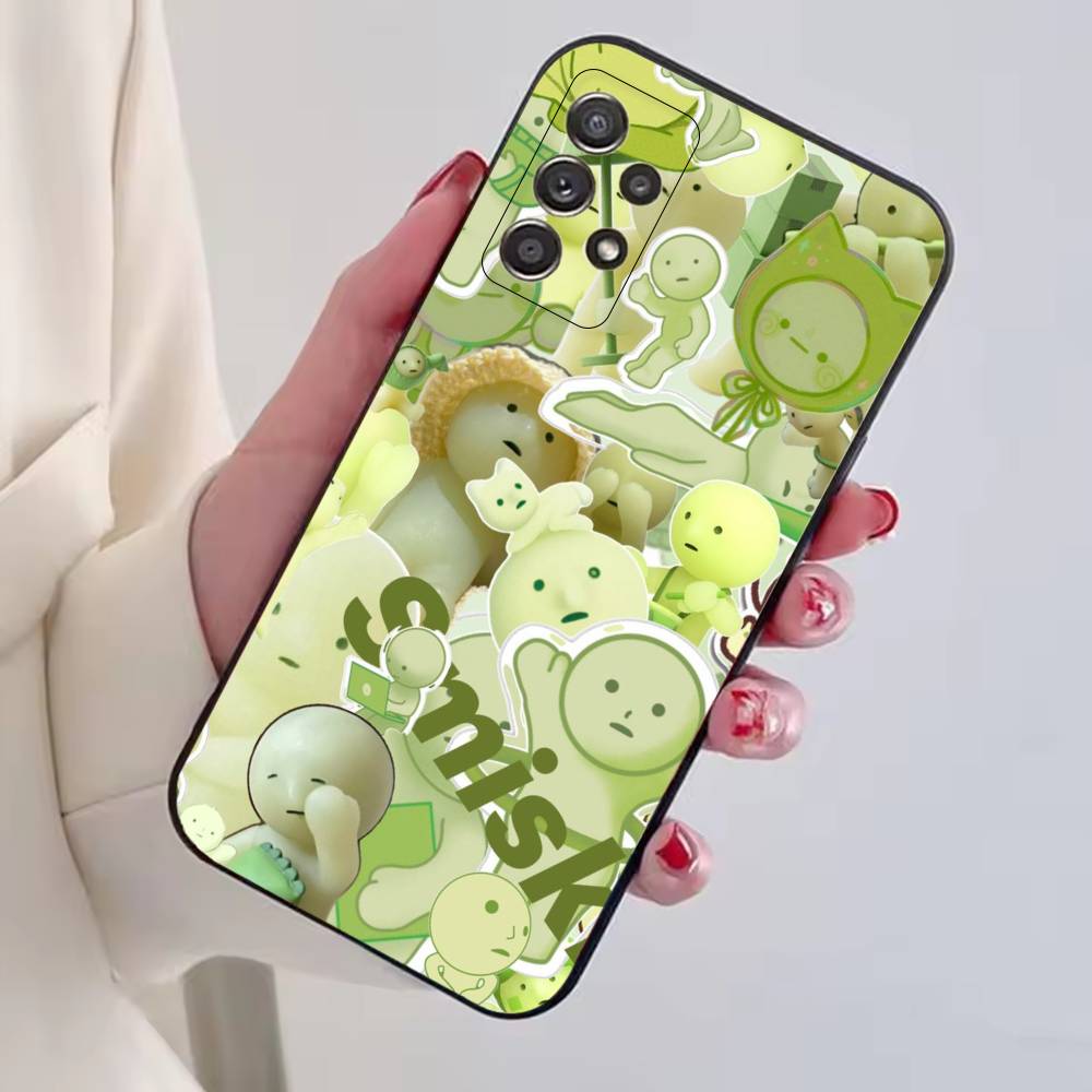Cute S-Smiski Green Guy Phone Case For Samsung S25,S24,S21,S22,S23,S30,Ultra,S20,Plus,Fe,Lite,Note,10,Black Cover